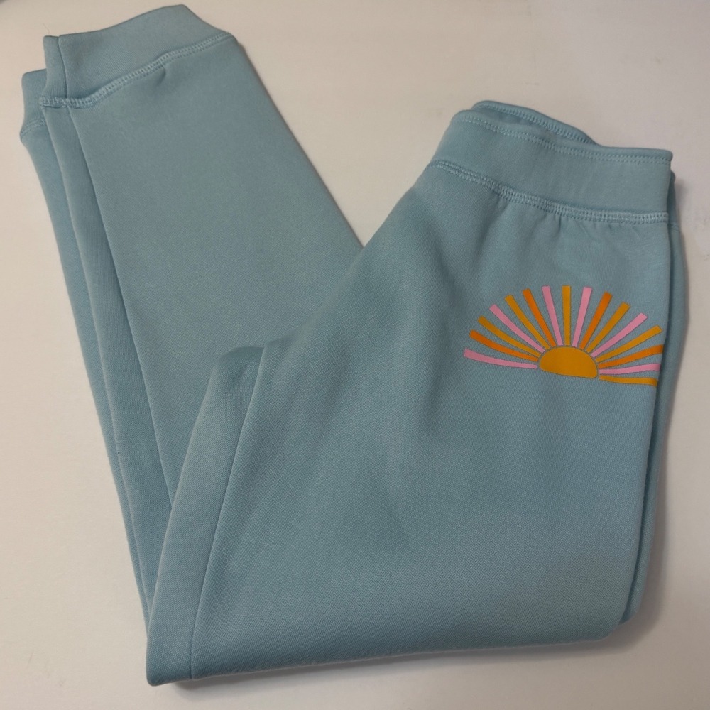 PJ Salvage Kids Girls Blue Fleece Joggers Sunburst Pajama Pants Size M 10